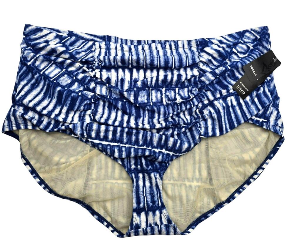 Torrid Swim Bottoms Blue Tie Dye High Waist Tummy Control Plus Size 4x Lined